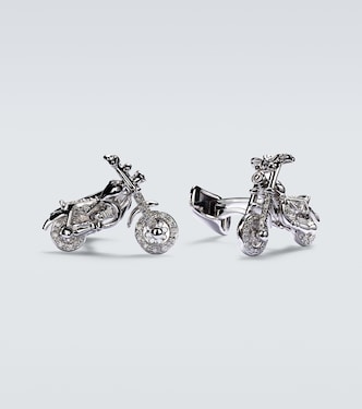 Manschettenknöpfe Motorcycle aus 14kt Weißgold mit Diamanten | Sydney Evan