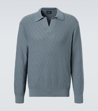 Cotton jacquard polo sweater | Giorgio Armani