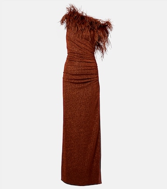 Maxikleid Lumière Plumage mit Federn | Oséree