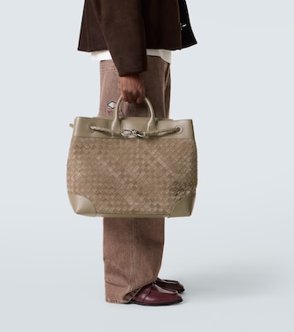 Andiamo Voyager suede and leather tote bag | Bottega Veneta