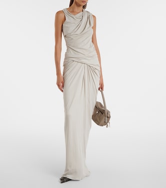 Draped cotton-blend jersey maxi skirt | Entire Studios