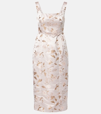 Zoe floral brocade satin midi dress | Staud