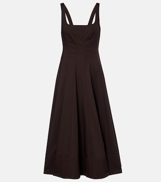 Pleated cotton midi dress | Staud