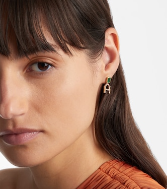 18kt gold drop earrings with diamonds and emeralds | Shay Jewelry