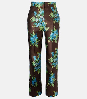 Floral satin bootcut pants | Alémais