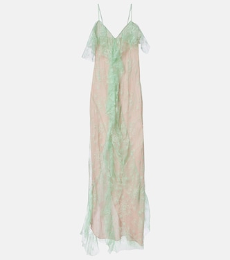 Ruffled sheer lace gown | Blumarine