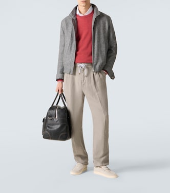 Pleated linen straight pants | Brunello Cucinelli