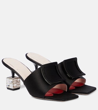 Verzierte Pantoletten Cube Strass aus Satin | Roger Vivier