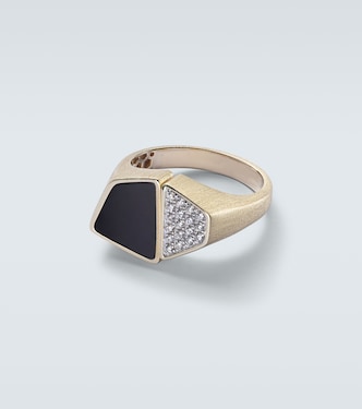 Esteve 9kt gold ring with onyx and diamonds | Rainbow K