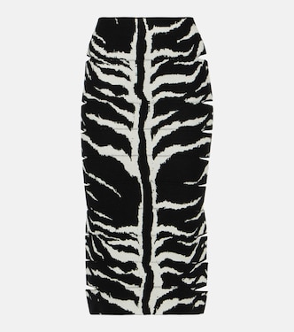 Falda midi de tiro alto estampada | Alaïa