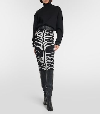 Falda midi de tiro alto estampada | Alaïa