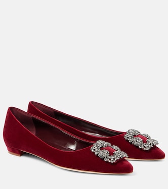 Ballerinas Hangisi aus Samt mit Kristallen | Manolo Blahnik