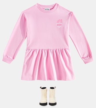 Abito in misto cotone con logo | Moschino Kids