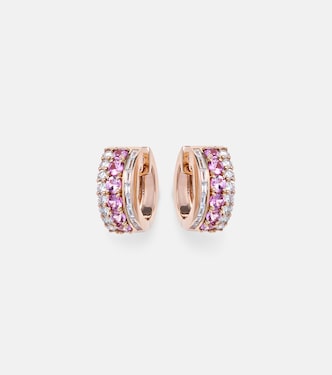 Orecchini a cerchio Lola in oro rosa 18kt con diamanti e zaffiri | Anita Ko