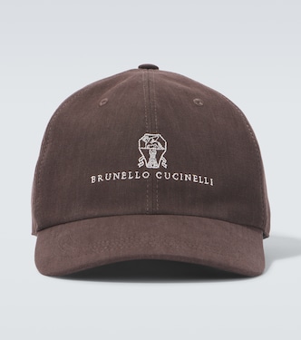 Baseballcap aus Leinen mit Leder | Brunello Cucinelli