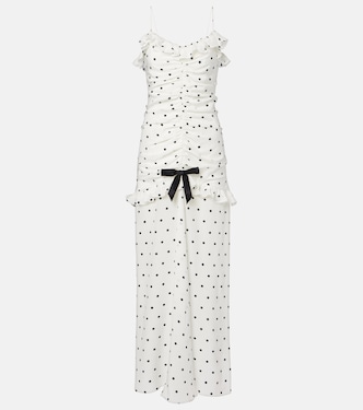 Ruched polka-dot silk maxi dress | Alessandra Rich