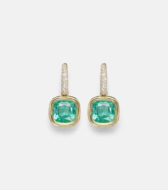 18kt gold huggie earrings with emeralds and diamonds | Octavia Elizabeth