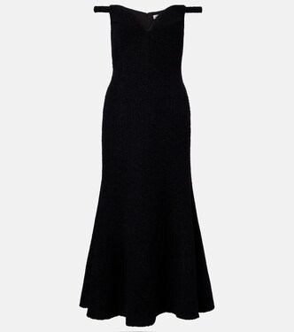 Off-shoulder bouclé midi dress | Self-Portrait