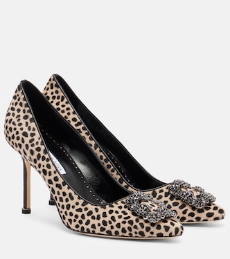 Hangisi 90 레오파드 프린트 카프 헤어 펌프스 | Manolo Blahnik