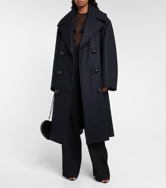 Double-breasted wool long peacoat | Alaïa