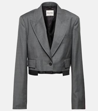 Blazer cropped in lana vergine | Miu Miu