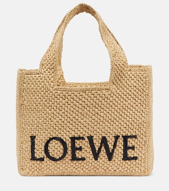 Cabas Paula's Ibiza Small en raphia à logo | Loewe