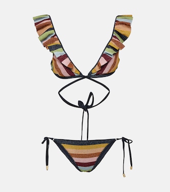 Alight striped metallic knit bikini | Zimmermann