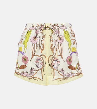 Shorts in lino a vita alta con stampa | Tory Burch