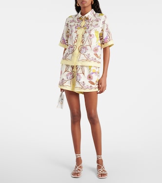 Floral high-rise linen shorts | Tory Burch