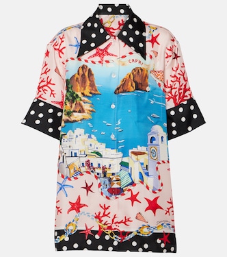 Bedrucktes Hemd Capri aus Seidensatin | Dolce&Gabbana