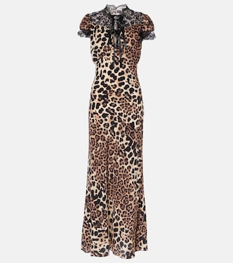 Abito midi in seta con stampa leopardata | Rodarte