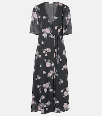 Robe portefeuille en crêpe à fleurs | Ganni