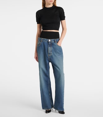 T-shirt cropped in maglia di cashmere | Alaïa