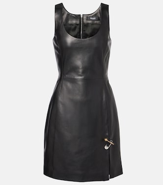 Minikleid Safety Pin aus Leder | Versace