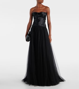 Tulle bustier gown | Costarellos