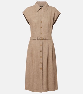 Maise belted linen crêpe shirt dress | Loro Piana