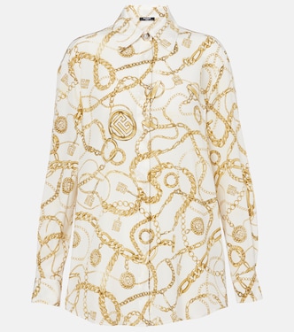 Logo printed silk shirt  | Balmain