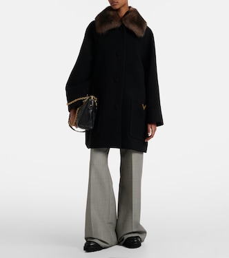 Shearling-trimmed virgin wool coat | Valentino