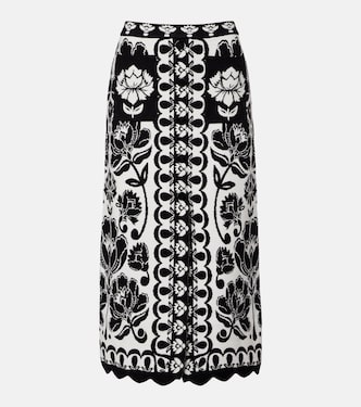 Jupe midi Arabesque en jacquard à fleurs | Farm Rio