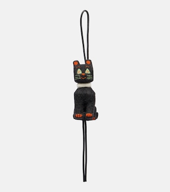 x Louis Wain Cats leather-trimmed wool bag charm | Loewe