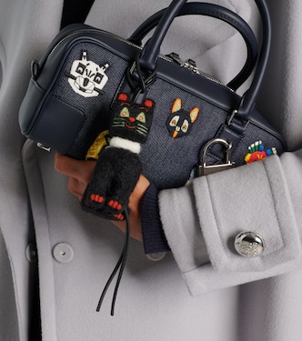 x Louis Wain Cats leather-trimmed wool bag charm | Loewe