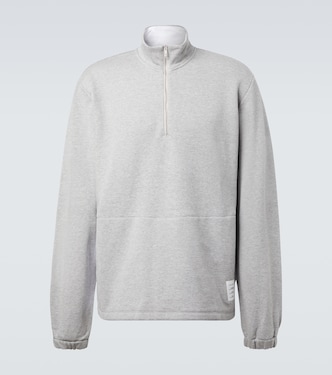 4-Bar cotton jersey half-zip sweatshirt | Thom Browne