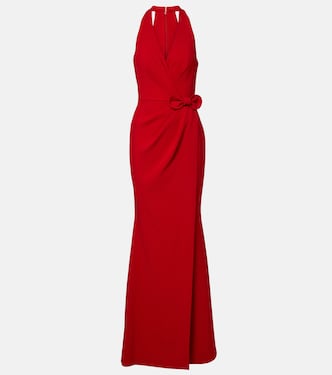 Bow-detail halterneck silk-blend cady gown | Elie Saab