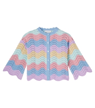 Scalloped striped cotton cardigan | Stella McCartney Kids