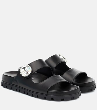 Embellished leather sandals | Miu Miu
