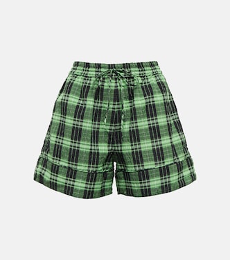 Shorts a quadri in seersucker | Ganni