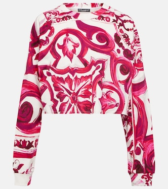 Majolica cropped cotton jersey sweatshirt | Dolce&Gabbana