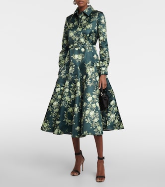 Vestido camisero Marion de satén floral | Emilia Wickstead