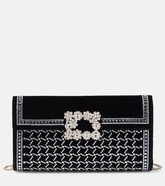 Clutch Flower Strass de terciopelo | Roger Vivier