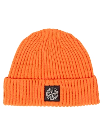 Compass ribbed-knit virgin wool beanie | Stone Island Junior